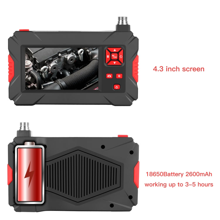 P30 8mm 1080P IP68 Water-resistant 4.3 inch Screen Dual Camera Digital Endoscope, Length:5m Snake Tube(Black)