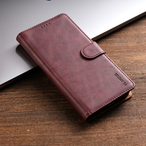 For iPhone 16 Pro Max N.BEKUS CSJ-P1 Solid Color Leather Phone Case(Wine Red)
