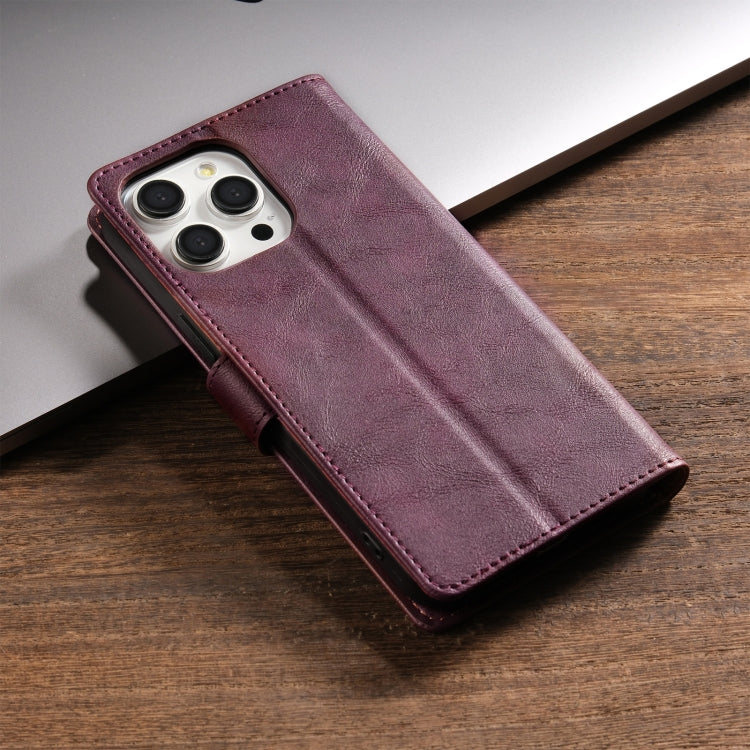 For iPhone 16 Pro Max N.BEKUS CSJ-P1 Solid Color Leather Phone Case(Wine Red)