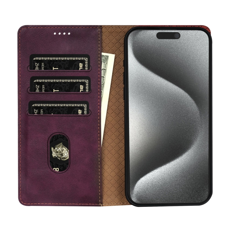 For iPhone 16 Pro Max N.BEKUS CSJ-P1 Solid Color Leather Phone Case(Wine Red)