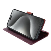 For iPhone 16 Pro Max N.BEKUS CSJ-P1 Solid Color Leather Phone Case(Wine Red)