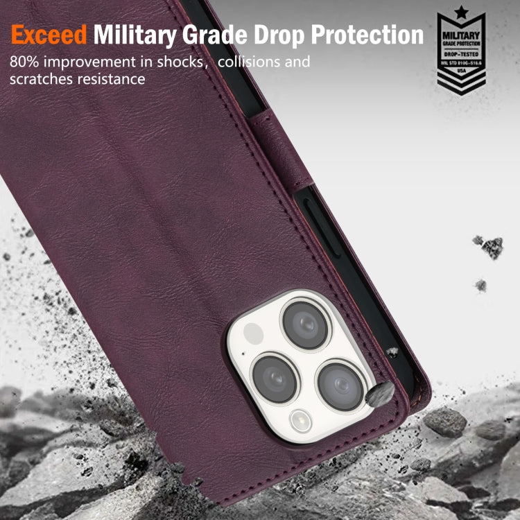For iPhone 16 Pro Max N.BEKUS CSJ-P1 Solid Color Leather Phone Case(Wine Red)
