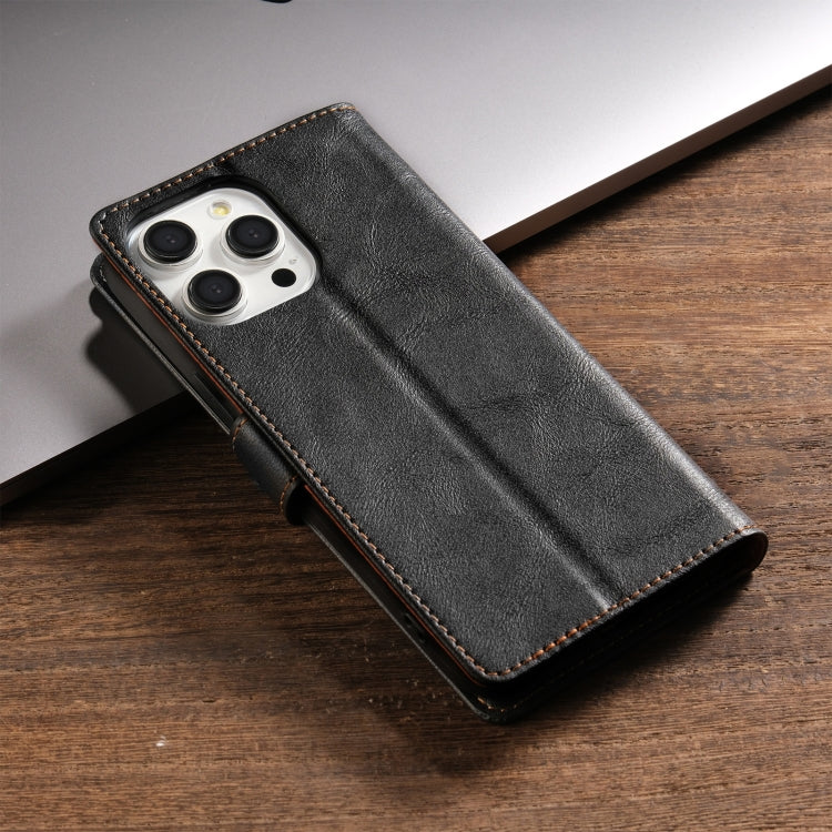 For iPhone 16 Pro Max N.BEKUS CSJ-P1 Solid Color Leather Phone Case(Black)