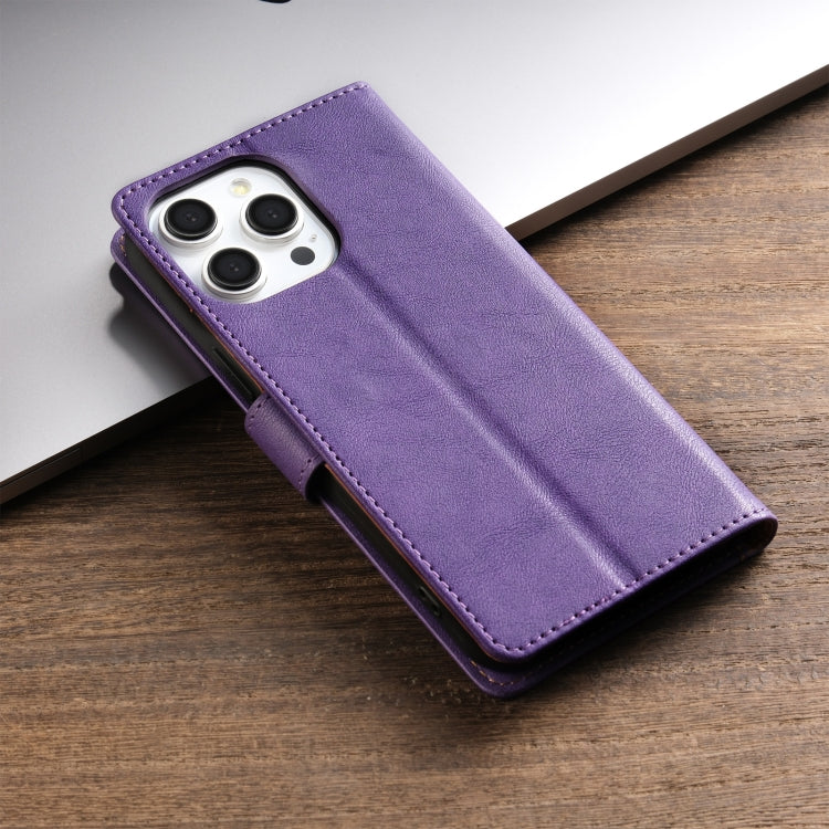 For iPhone 16 Pro Max N.BEKUS CSJ-P1 Solid Color Leather Phone Case(Purple)