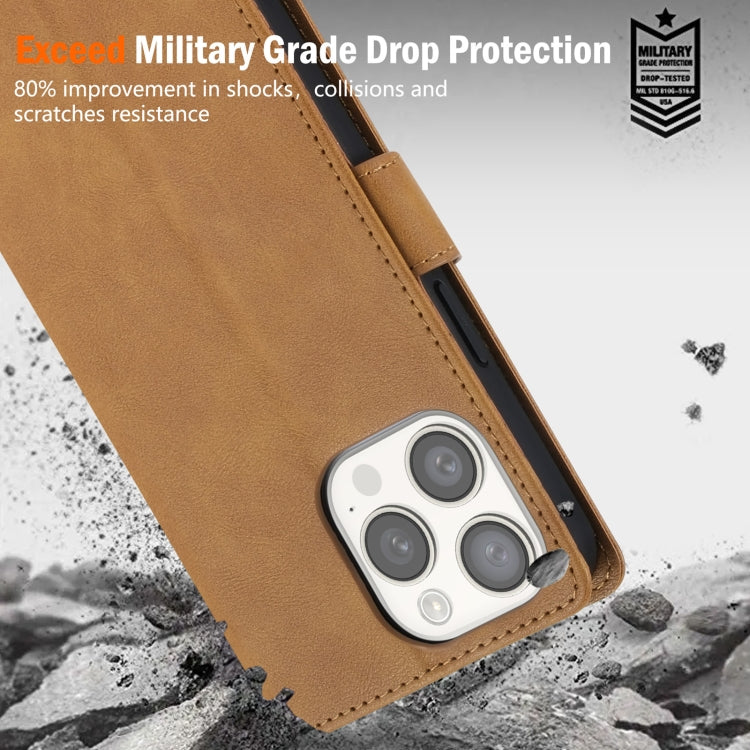 For iPhone 16 Pro N.BEKUS CSJ-P1 Solid Color Leather Phone Case(Brown)