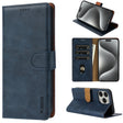 For iPhone 16 Pro N.BEKUS CSJ-P1 Solid Color Leather Phone Case(Blue) - iPhone 16 Pro Cases by N.BEKUS | Online Shopping South Africa | PMC TechLife | Buy Now Pay Later Mobicred