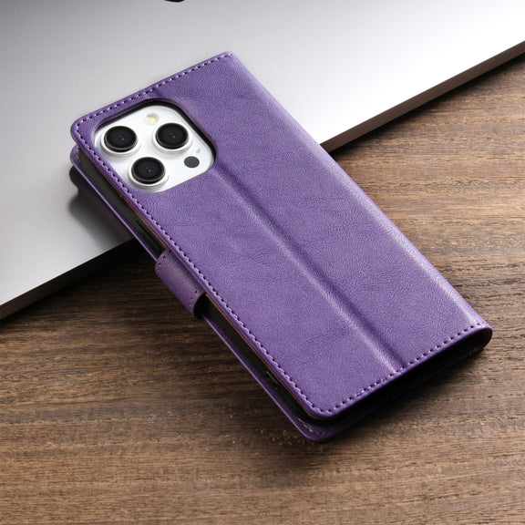 For iPhone 16 Pro N.BEKUS CSJ-P1 Solid Color Leather Phone Case(Purple)