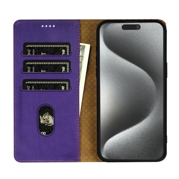 For iPhone 16 Pro N.BEKUS CSJ-P1 Solid Color Leather Phone Case(Purple)