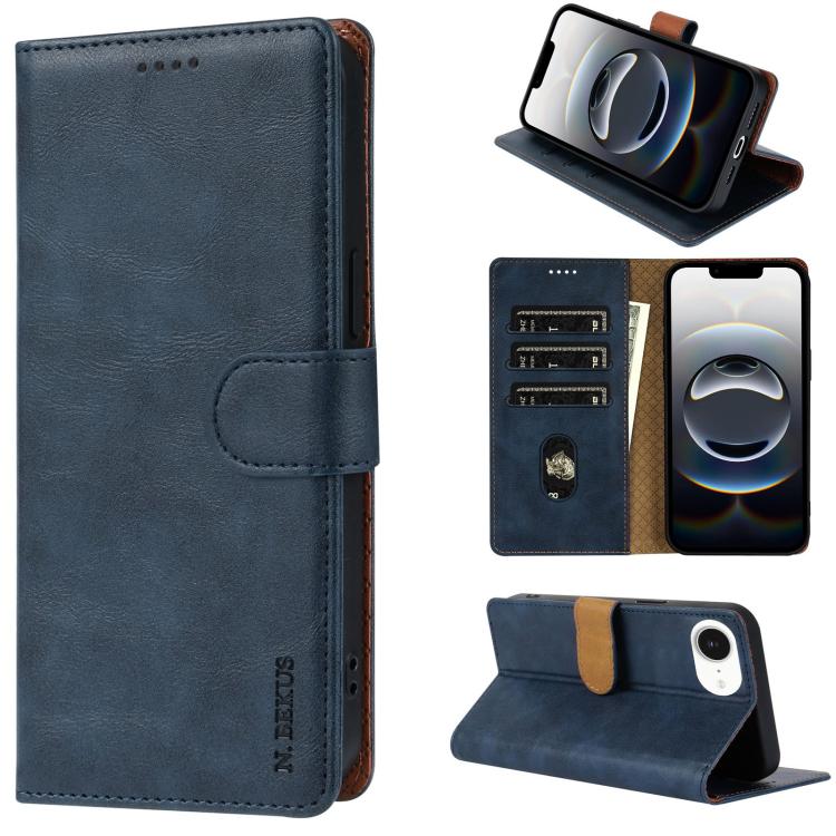 For iPhone 16e N.BEKUS CSJ-P1 Solid Color Leather Phone Case(Blue)