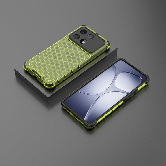 For Redmi K70 Ultra 5G Global Honeycomb Shockproof Phone Case(Green)