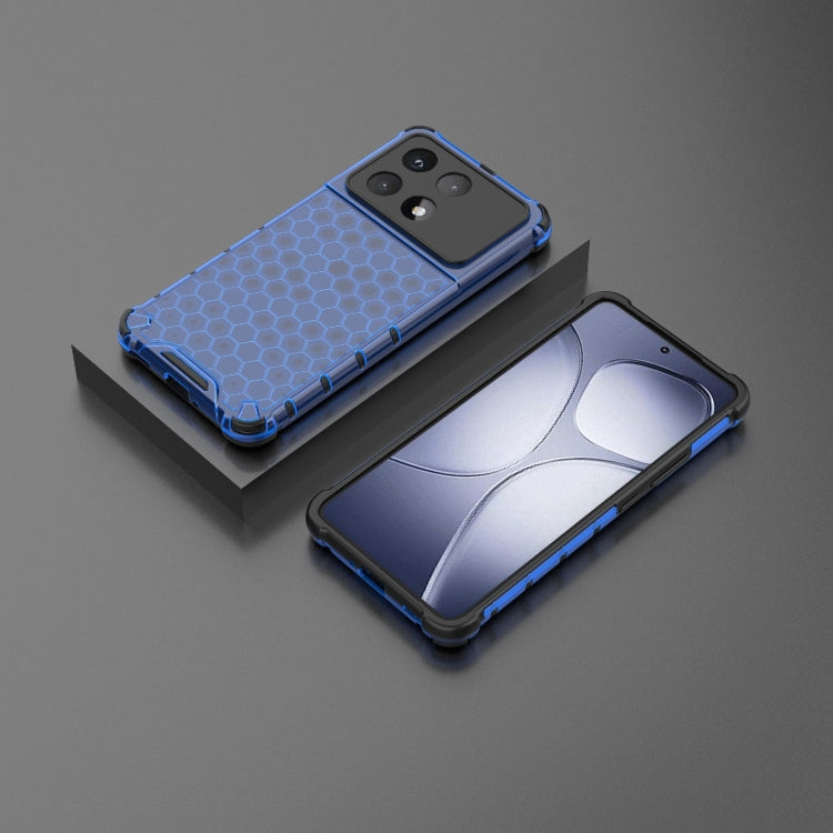 For Redmi K70 Ultra 5G Global Honeycomb Shockproof Phone Case(Blue)