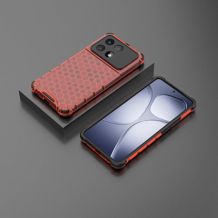 For Redmi K70 Ultra 5G Global Honeycomb Shockproof Phone Case(Red)