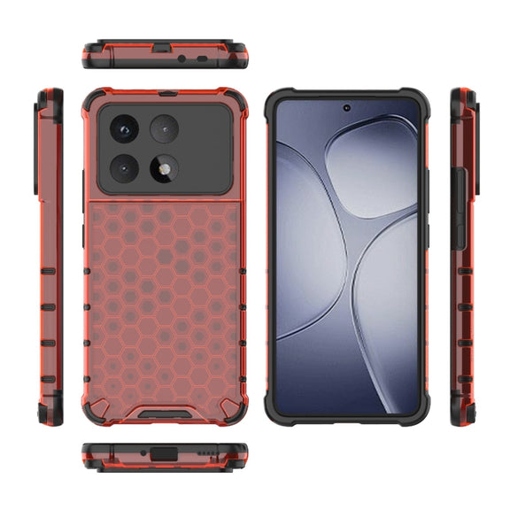 For Redmi K70 Ultra 5G Global Honeycomb Shockproof Phone Case(Red)