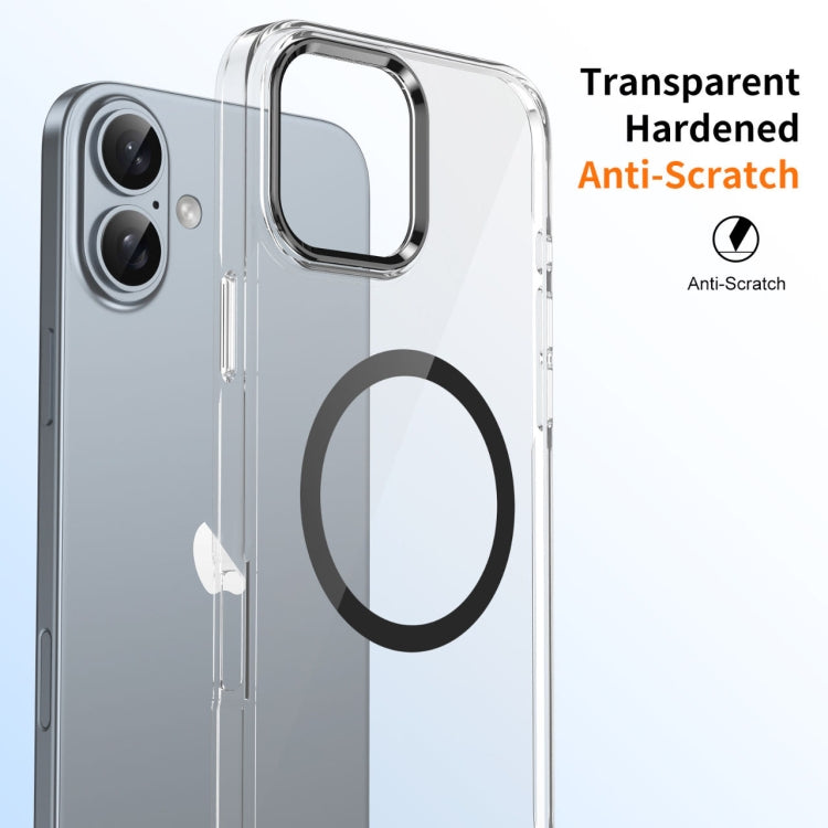 For iPhone 16 Ice Feel HD Transparent MagSafe PC Full Coverage Phone Case(Black)