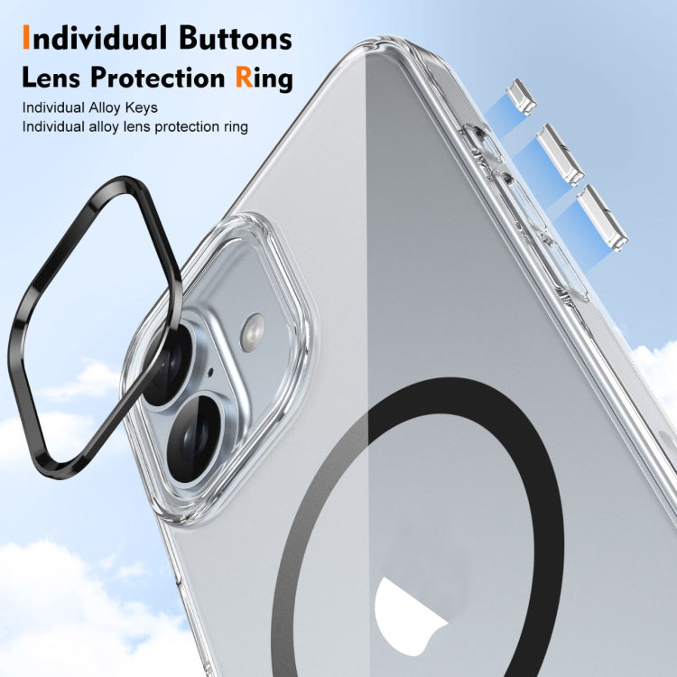For iPhone 16 Ice Feel HD Transparent MagSafe PC Full Coverage Phone Case(Black)