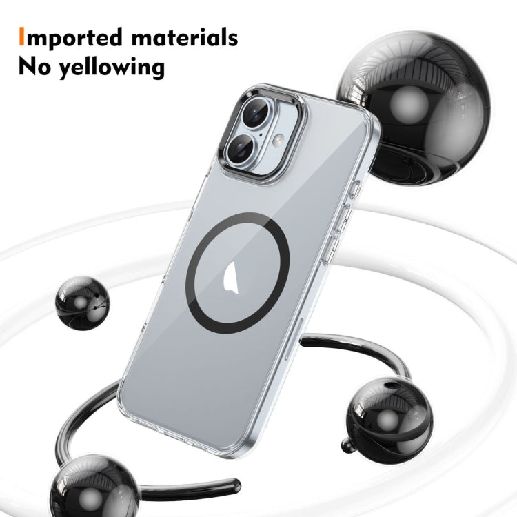 For iPhone 16 Ice Feel HD Transparent MagSafe PC Full Coverage Phone Case(Black)