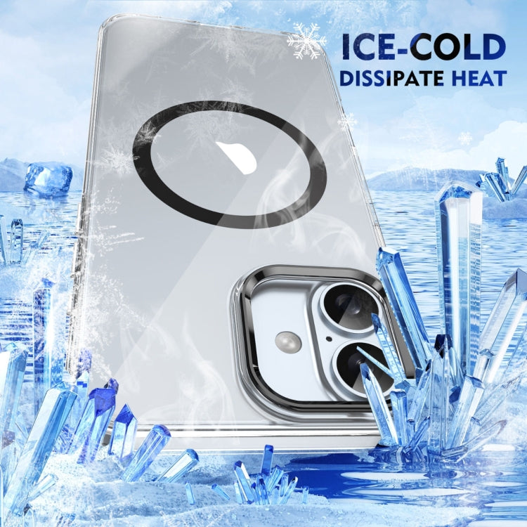 For iPhone 16 Ice Feel HD Transparent MagSafe PC Full Coverage Phone Case(Black)