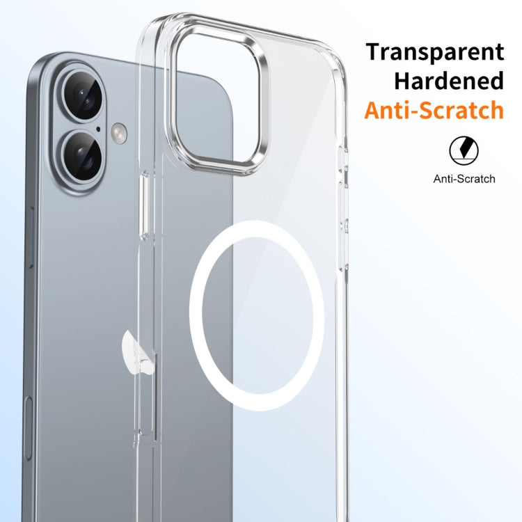 For iPhone 16 Plus Ice Feel HD Transparent MagSafe PC Full Coverage Phone Case(White)