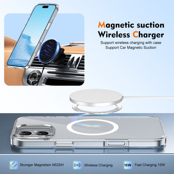 For iPhone 16 Plus Ice Feel HD Transparent MagSafe PC Full Coverage Phone Case(White)
