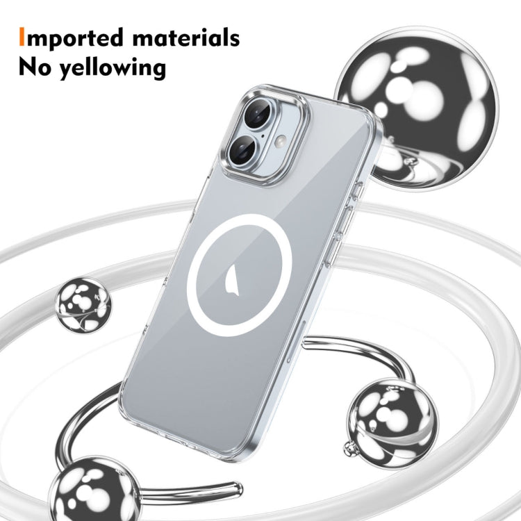 For iPhone 16 Plus Ice Feel HD Transparent MagSafe PC Full Coverage Phone Case(White)