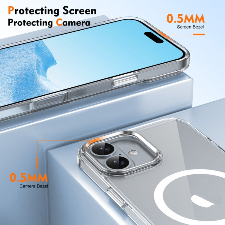 For iPhone 16 Plus Ice Feel HD Transparent MagSafe PC Full Coverage Phone Case(White)