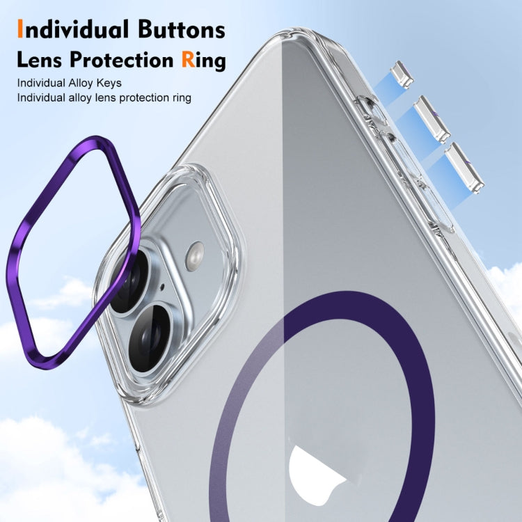 For iPhone 16 Plus Ice Feel HD Transparent MagSafe PC Full Coverage Phone Case(Purple)