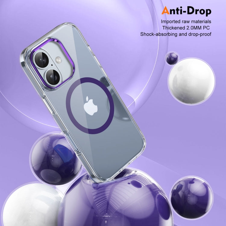 For iPhone 16 Plus Ice Feel HD Transparent MagSafe PC Full Coverage Phone Case(Purple)