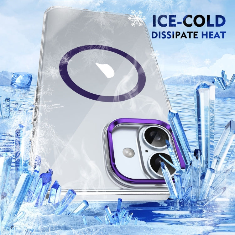 For iPhone 16 Plus Ice Feel HD Transparent MagSafe PC Full Coverage Phone Case(Purple)