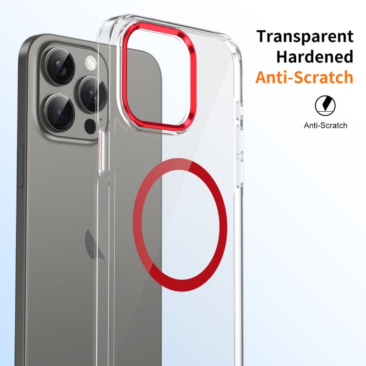 For iPhone 16 Pro Ice Feel HD Transparent MagSafe PC Full Coverage Phone Case(Red)