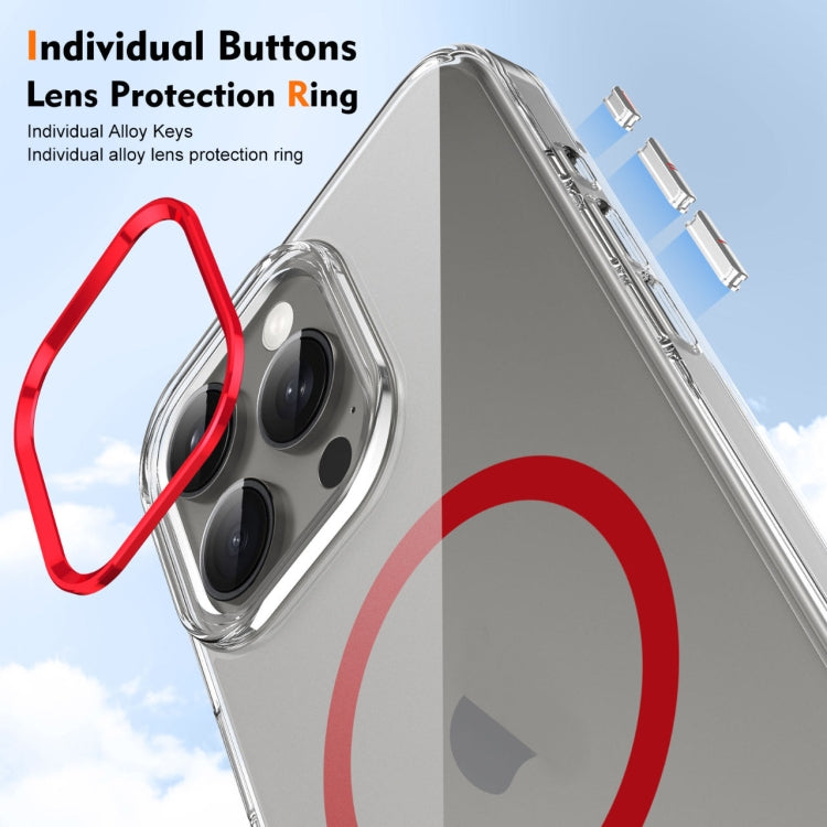 For iPhone 16 Pro Ice Feel HD Transparent MagSafe PC Full Coverage Phone Case(Red)