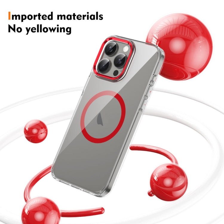 For iPhone 16 Pro Ice Feel HD Transparent MagSafe PC Full Coverage Phone Case(Red)