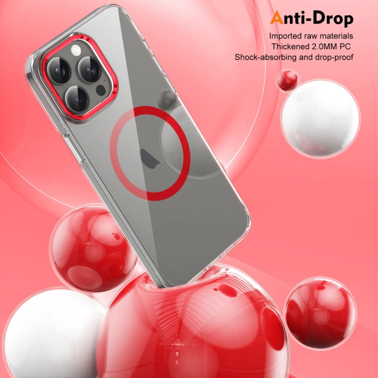 For iPhone 16 Pro Ice Feel HD Transparent MagSafe PC Full Coverage Phone Case(Red)