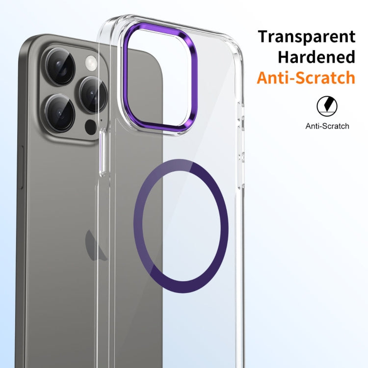 For iPhone 16 Pro Ice Feel HD Transparent MagSafe PC Full Coverage Phone Case(Purple)