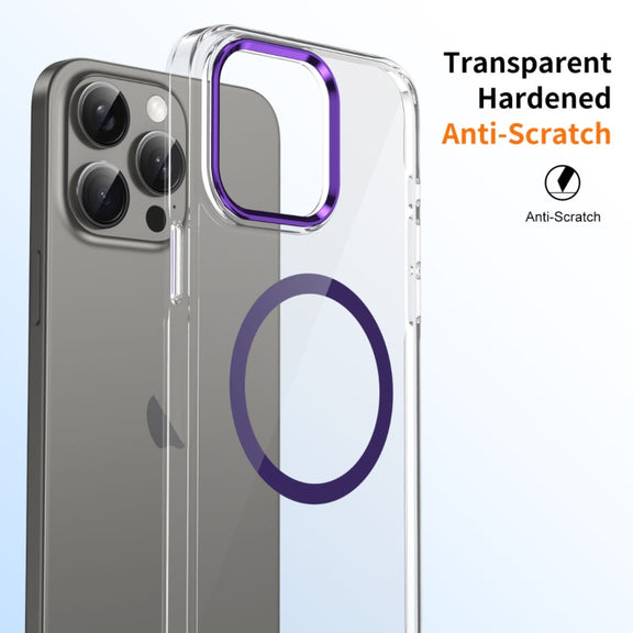 For iPhone 16 Pro Ice Feel HD Transparent MagSafe PC Full Coverage Phone Case(Purple)