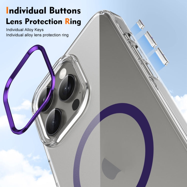 For iPhone 16 Pro Ice Feel HD Transparent MagSafe PC Full Coverage Phone Case(Purple)