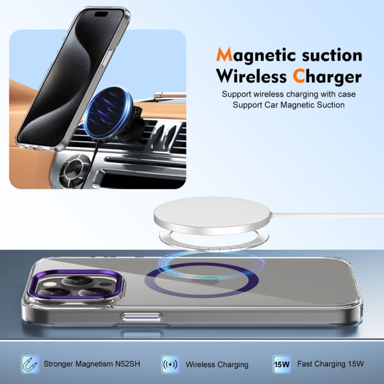For iPhone 16 Pro Ice Feel HD Transparent MagSafe PC Full Coverage Phone Case(Purple)