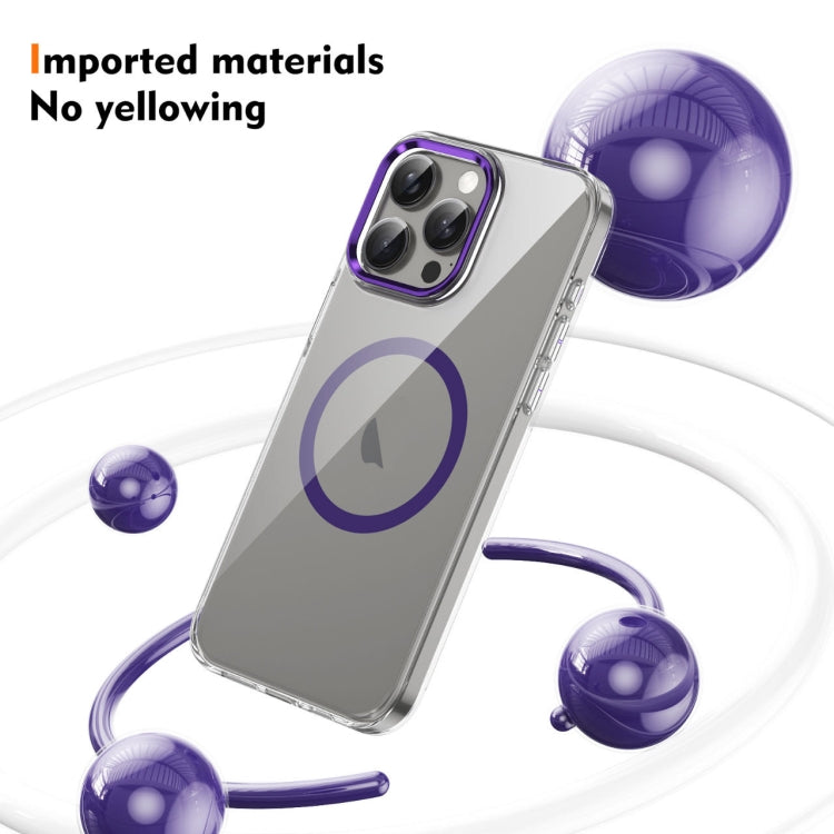 For iPhone 16 Pro Ice Feel HD Transparent MagSafe PC Full Coverage Phone Case(Purple)