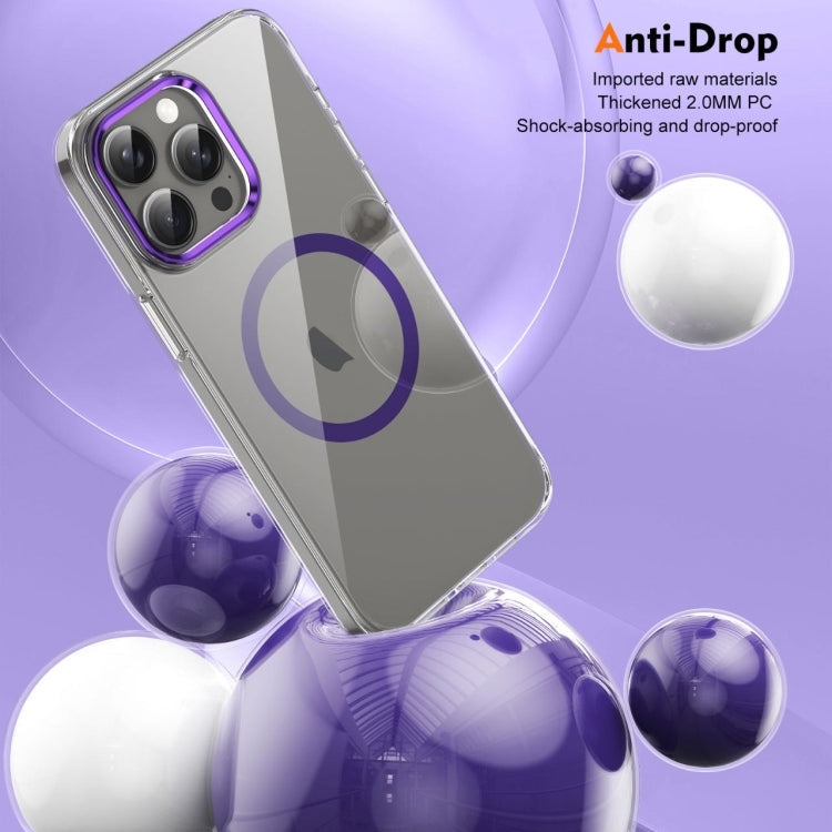 For iPhone 16 Pro Ice Feel HD Transparent MagSafe PC Full Coverage Phone Case(Purple)