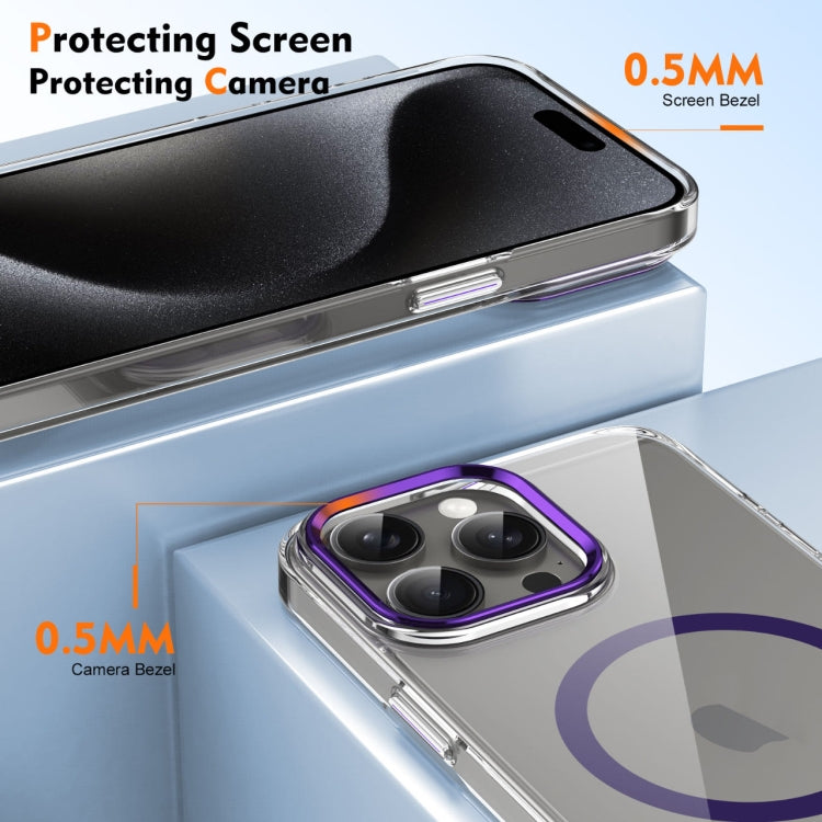 For iPhone 16 Pro Ice Feel HD Transparent MagSafe PC Full Coverage Phone Case(Purple)