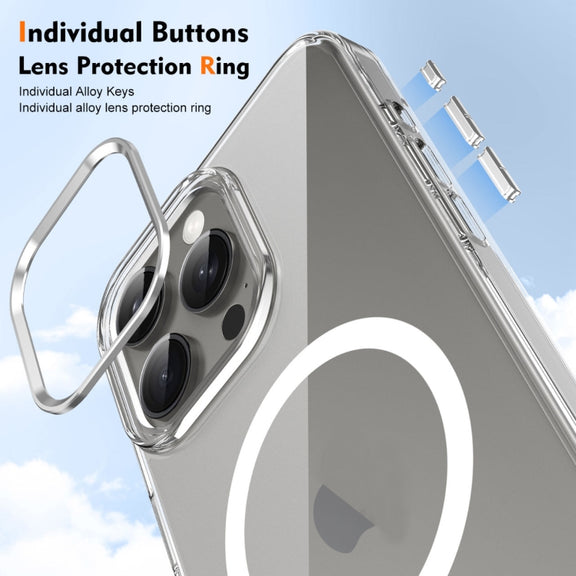 For iPhone 16 Pro Max Ice Feel HD Transparent MagSafe PC Full Coverage Phone Case(White)