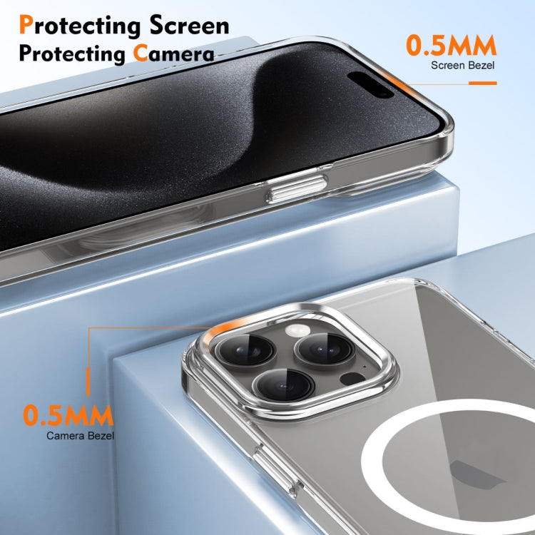 For iPhone 16 Pro Max Ice Feel HD Transparent MagSafe PC Full Coverage Phone Case(White)