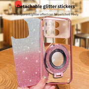 For Redmi K70 / K70 Pro Plated Gradient Glitter Round Holder TPU Phone Case(Black)