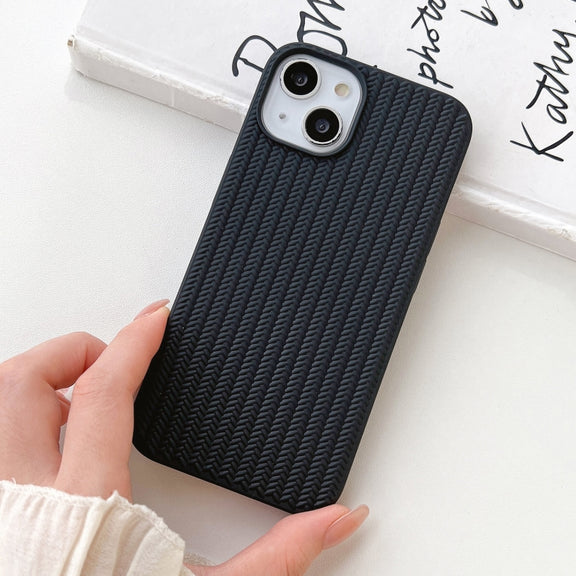 For iPhone 16 Plus Weave Texture TPU Phone Case(Black)