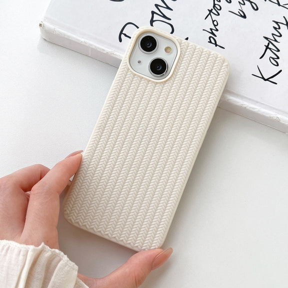 For iPhone 16 Pro Max Weave Texture TPU Phone Case(White)