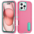 For iPhone 16 Pro Max Rugged PC + Silicone Phone Case with Holder(Rose Red+Light Green) - iPhone 16 Pro Max Cases by PMC TechLife | Online Shopping South Africa | PMC TechLife | Buy Now Pay Later Mobicred