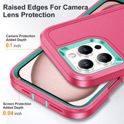 For iPhone 16 Pro Max Rugged PC + Silicone Phone Case with Holder(Rose Red+Light Green)