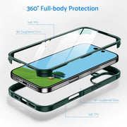For iPhone 16 Pro Max Double-sided Plastic Glass Phone Protective Case(Dark Green)