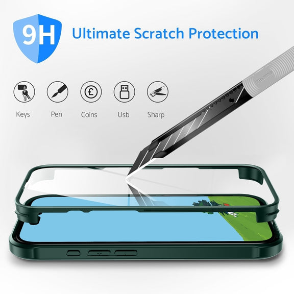 For iPhone 16 Pro Max Double-sided Plastic Glass Phone Protective Case(Dark Green)