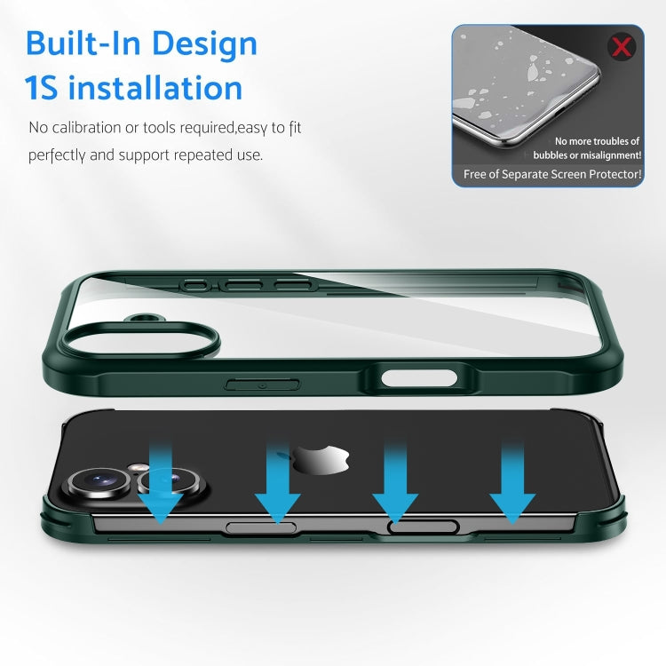 For iPhone 16 Pro Max Double-sided Plastic Glass Phone Protective Case(Dark Green)