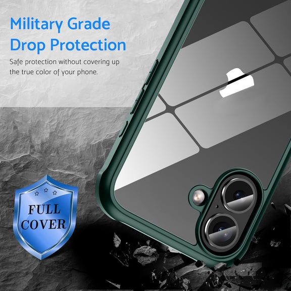 For iPhone 16 Pro Max Double-sided Plastic Glass Phone Protective Case(Dark Green)
